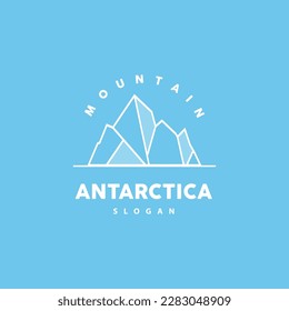 Iceberg Logo, Antarctic Mountains Vector In Ice Blue Color, Nature Design, Product Brand Illustration Template Icon