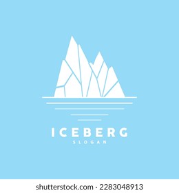 Logotipo Iceberg, Vector De Montañas Antárticas En Color Azul Hielo, Diseño De La Naturaleza, Icono De Plantilla De Ilustración De La Marca De Producto