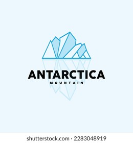 Iceberg Logo, Antarctic Mountains Vector In Ice Blue Color, Nature Design, Product Brand Illustration Template Icon