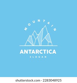 Logotipo Iceberg, Vector De Montañas Antárticas En Color Azul Hielo, Diseño De La Naturaleza, Icono De Plantilla De Ilustración De La Marca De Producto