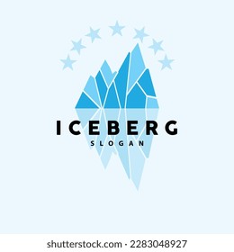 Iceberg Logo, Antarctic Mountains Vector In Ice Blue Color, Nature Design, Product Brand Illustration Template Icon