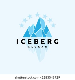 Iceberg Logo, Antarctic Mountains Vector In Ice Blue Color, Nature Design, Product Brand Illustration Template Icon