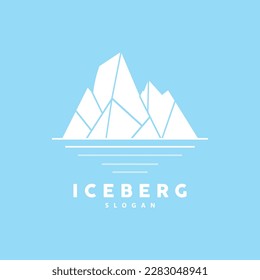 Iceberg Logo, Antarctic Mountains Vector In Ice Blue Color, Nature Design, Product Brand Illustration Template Icon