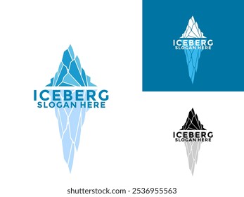 Logotipo Del Iceberg, Vector De Las Montañas Antárticas En Color Azul Hielo, Plantilla Del Diseño De La Naturaleza Del Iceberg