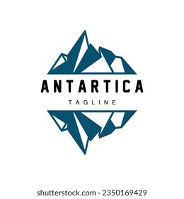 Iceberg Logo, Antarctica Logo Design, Simple Nature Landscape Vector Illustration Template