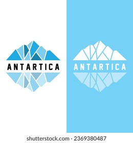 Iceberg Logo, Antarctica Logo Design, Simple Nature Landscape Vector Illustration Template