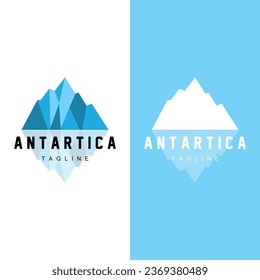 Iceberg Logo, Antarctica Logo Design, Simple Nature Landscape Vector Illustration Template