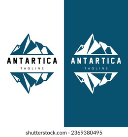 Iceberg Logo, Antarctica Logo Design, Simple Nature Landscape Vector Illustration Template