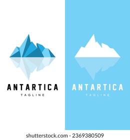 Iceberg Logo, Antarctica Logo Design, Simple Nature Landscape Vector Illustration Template