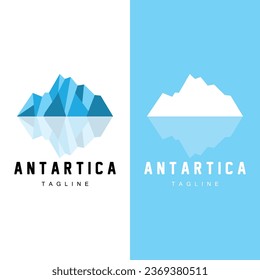 Iceberg Logo, Antarctica Logo Design, Simple Nature Landscape Vector Illustration Template