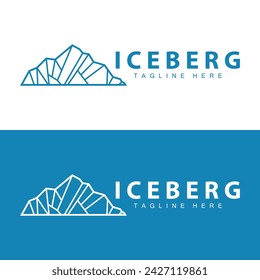 Iceberg Logo, Antarctica Logo Design, Simple Nature Landscape Vector Illustration Template