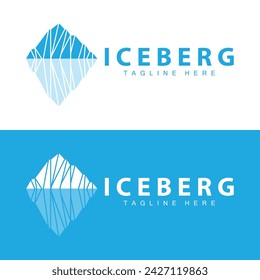 Iceberg Logo, Antarctica Logo Design, Simple Nature Landscape Vector Illustration Template