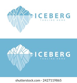 Iceberg Logo, Antarctica Logo Design, Simple Nature Landscape Vector Illustration Template