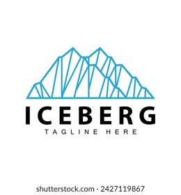 Iceberg Logo, Antarctica Logo Design, Simple Nature Landscape Vector Illustration Template