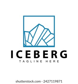 Iceberg Logo, Antarctica Logo Design, Simple Nature Landscape Vector Illustration Template