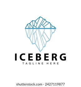 Iceberg Logo, Antarctica Logo Design, Simple Nature Landscape Vector Illustration Template