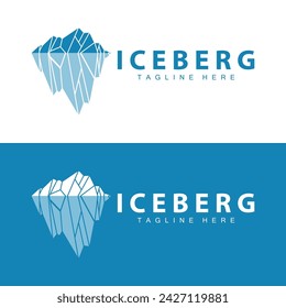 Iceberg Logo, Antarctica Logo Design, Simple Nature Landscape Vector Illustration Template