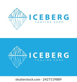 Iceberg Logo, Antarctica Logo Design, Simple Nature Landscape Vector Illustration Template