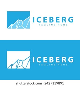 Iceberg Logo, Antarctica Logo Design, Simple Nature Landscape Vector Illustration Template