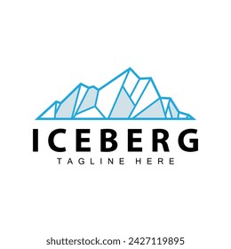 Iceberg Logo, Antarctica Logo Design, Simple Nature Landscape Vector Illustration Template