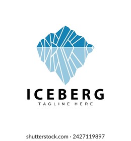 Iceberg Logo, Antarctica Logo Design, Simple Nature Landscape Vector Illustration Template