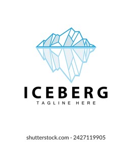 Iceberg Logo, Antarctica Logo Design, Simple Nature Landscape Vector Illustration Template