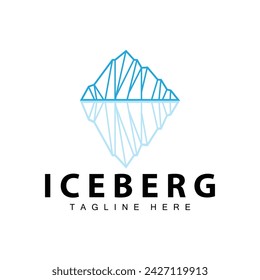 Iceberg Logo, Antarctica Logo Design, Simple Nature Landscape Vector Illustration Template