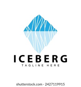 Iceberg Logo, Antarctica Logo Design, Simple Nature Landscape Vector Illustration Template