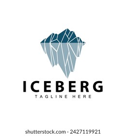 Iceberg Logo, Antarctica Logo Design, Simple Nature Landscape Vector Illustration Template