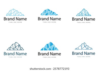 Iceberg Logo, Antarctica Logo Design, Simple Nature Landscape Vector Illustration Template