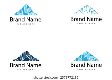 Iceberg Logo, Antarctica Logo Design, Simple Nature Landscape Vector Illustration Template