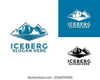 Diseño de logotipo de Iceberg, Diseño de logotipo de Iceberg de la Montaña Fría Antártica, Icono de logotipo de Iceberg Plantilla de Vector simple