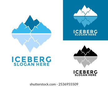 Diseño de logotipo de Iceberg, Diseño de logotipo de Iceberg de la Montaña Fría Antártica, Icono de logotipo de Iceberg Plantilla de Vector simple