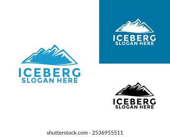 Diseño de logotipo de Iceberg, Diseño de logotipo de Iceberg de la Montaña Fría Antártica, Icono de logotipo de Iceberg Plantilla de Vector simple