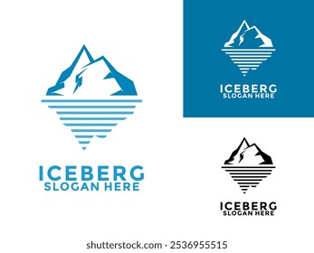 Diseño de logotipo de Iceberg, Diseño de logotipo de Iceberg de la Montaña Fría Antártica, Icono de logotipo de Iceberg Plantilla de Vector simple