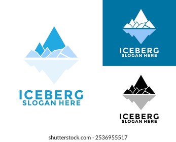 Diseño de logotipo de Iceberg, Diseño de logotipo de Iceberg de la Montaña Fría Antártica, Icono de logotipo de Iceberg Plantilla de Vector simple