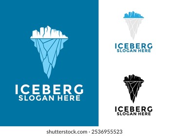 Diseño de logotipo de Iceberg, Diseño de logotipo de Iceberg de la Montaña Fría Antártica, Icono de logotipo de Iceberg Plantilla de Vector simple