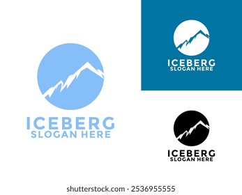 Diseño de logotipo de Iceberg, Diseño de logotipo de Iceberg de la Montaña Fría Antártica, Icono de logotipo de Iceberg Plantilla de Vector simple