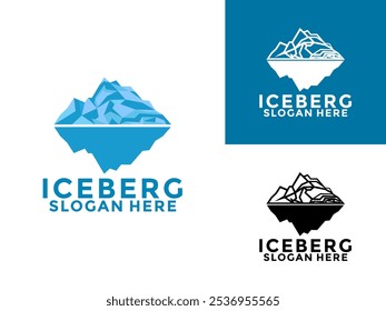 Diseño de logotipo de Iceberg, Diseño de logotipo de Iceberg de la Montaña Fría Antártica, Icono de logotipo de Iceberg Plantilla de Vector simple