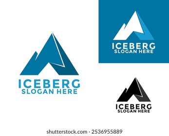 Diseño de logotipo de Iceberg, Diseño de logotipo de Iceberg de la Montaña Fría Antártica, Icono de logotipo de Iceberg Plantilla de Vector simple