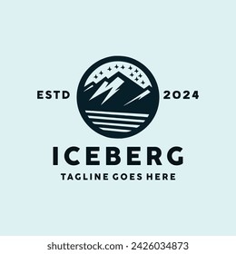 Iceberg Logo Geometric Vector, Mountain Icon Symbol, Antarctica Creative Vintage graphic Design