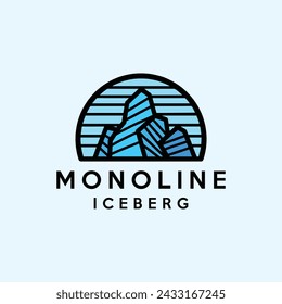 Iceberg Logo Geometric Vector, Mountain Icon Symbol, Antarctica Creative Vintage graphic Design