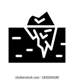 iceberg melting glyph icon vector. iceberg melting sign. isolated contour symbol black illustration