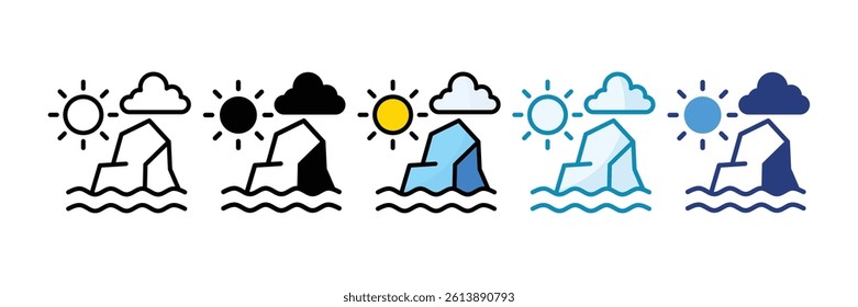 Iceberg Melting Icon Set Multiple Style Collection