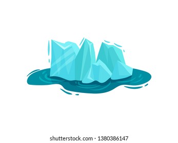 Iceberg in the middle of the lake. Vector illustration.
