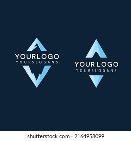 iceberg middle lettering logo vector set templates