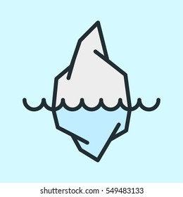 Iceberg Símbolo de pictograma de icono de trazo de línea plana de color minimalista