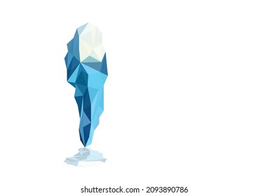 Iceberg montaña de bajo polígono icono de banner con fondo blanco, objeto aislado, diseño geométrico de polígono y triángulo, ilustración de arte vectorial.