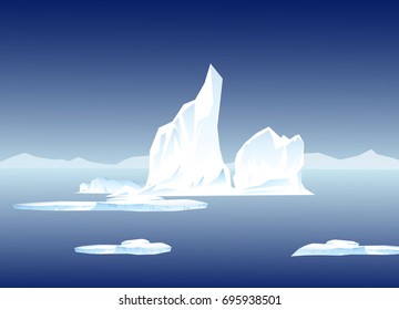 Iceberg at Night-Vector 