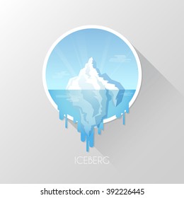 Iceberg in the ocean. Flat Style. Vector illustration.